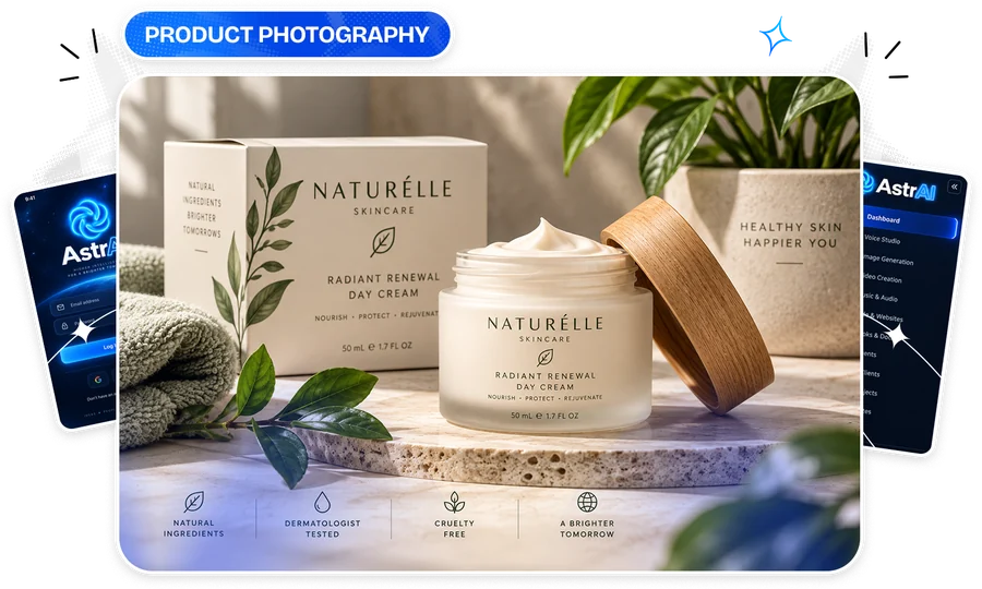 AstrAI example product photography created by voice