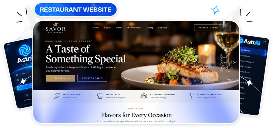 AstrAI example restaurant website created by voice