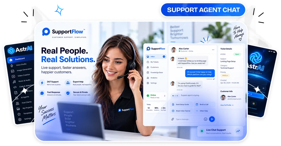 AstrAI example AI support agent chat created by voice