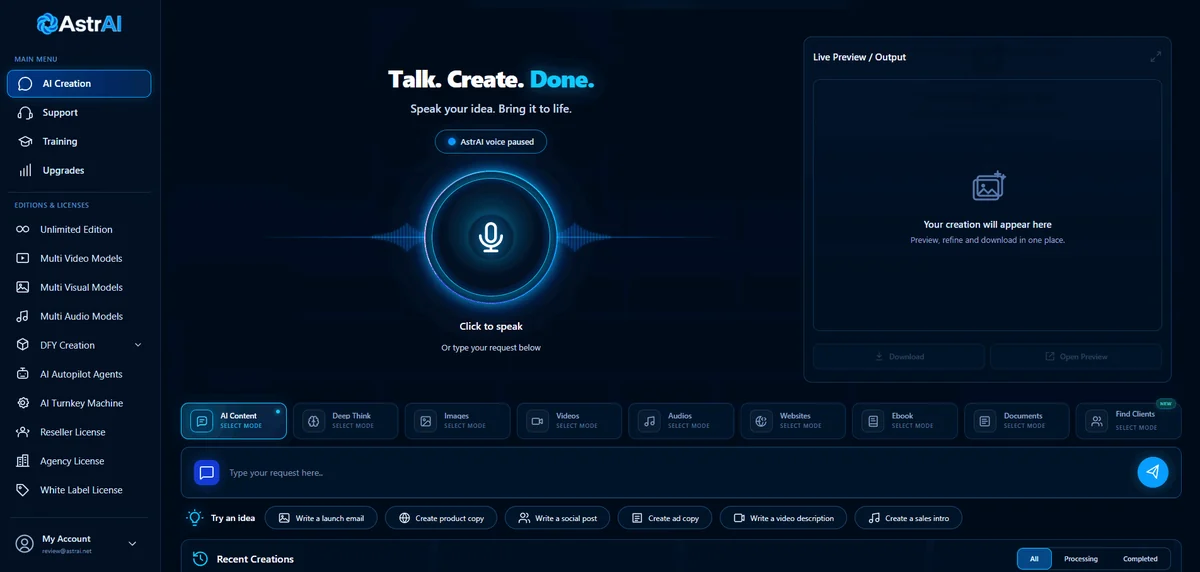 AstrAI tutorial step 1: log in to the voice AI dashboard