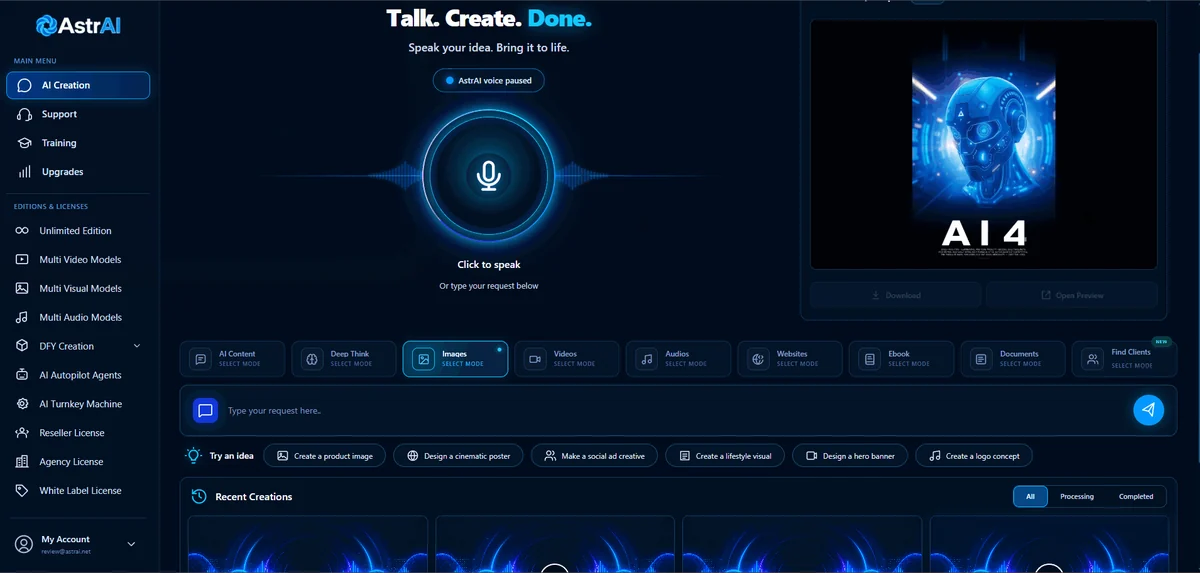 AstrAI tutorial step 3: review the live preview and deliver