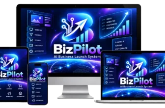 BizPilot AI Business Launch System shown across desktop, laptop, tablet and phone