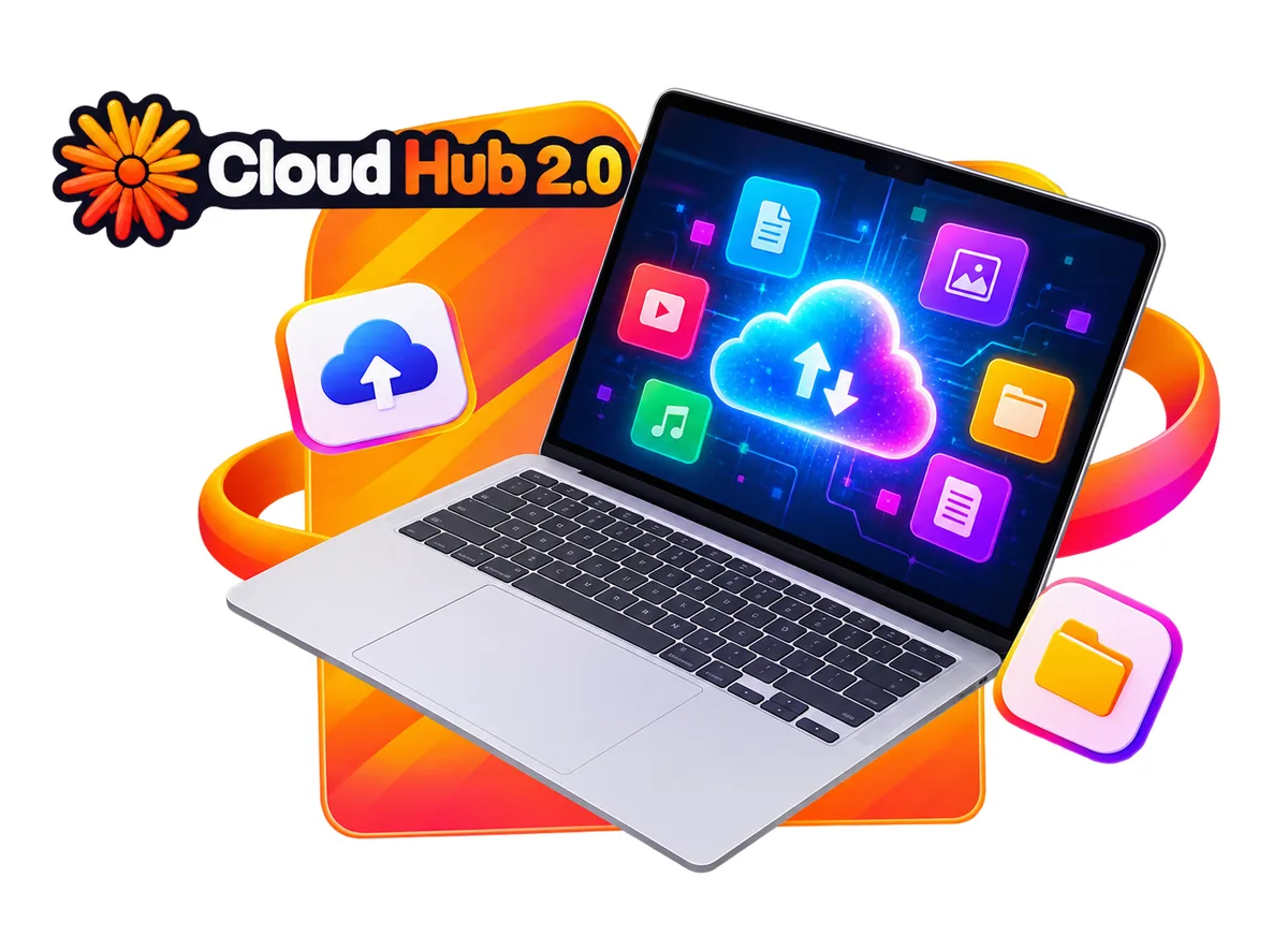 ClaudHub 2.0 cloud AI workspace on a laptop