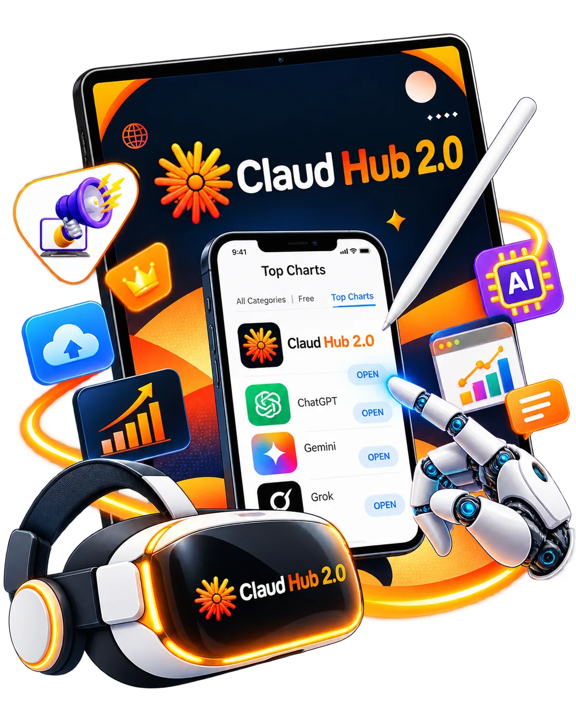 ClaudHub 2.0 working on phone and tablet