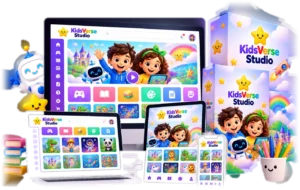 KidsVerse Review 2026: AI kids content creation dashboard mockup