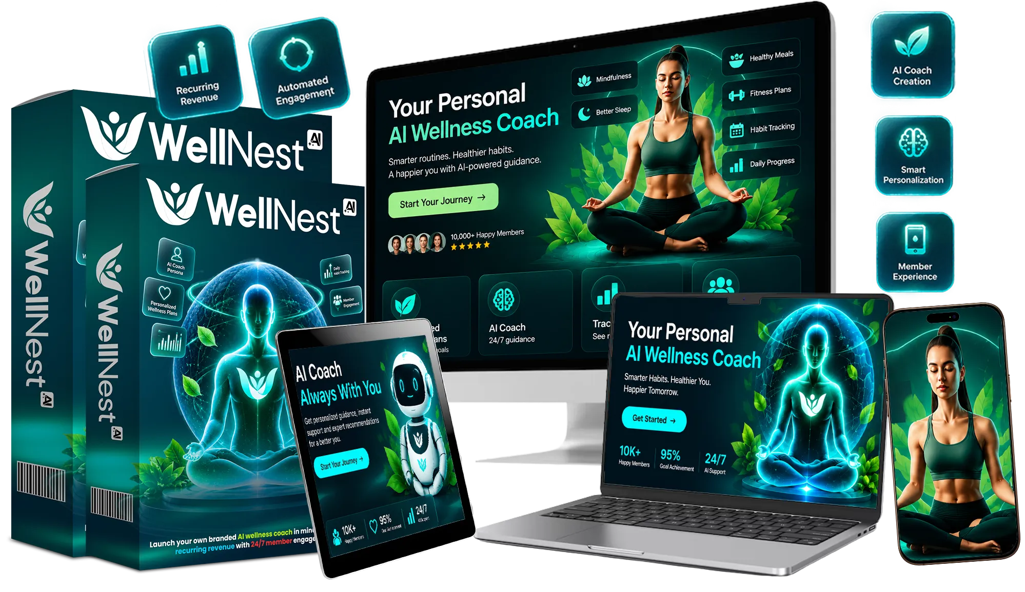 WellNest AI Review 2026: product mockup across monitor, laptop, tablet and phone