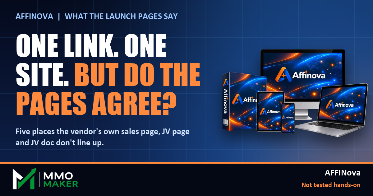 AFFINova: five things its own launch pages disagree on, with the AFFINova product boxes and devices, MMO Maker