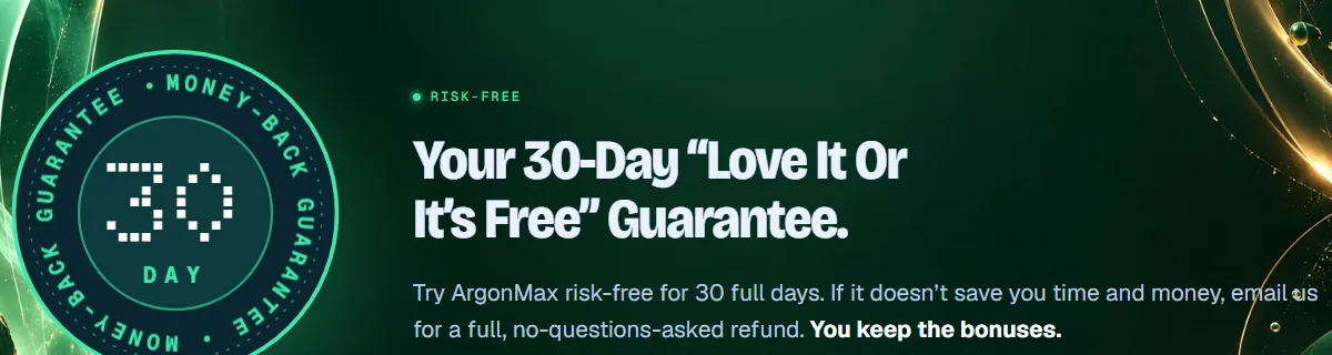 ArgonMAX AI OTO guide: the vendor 30-day money-back guarantee