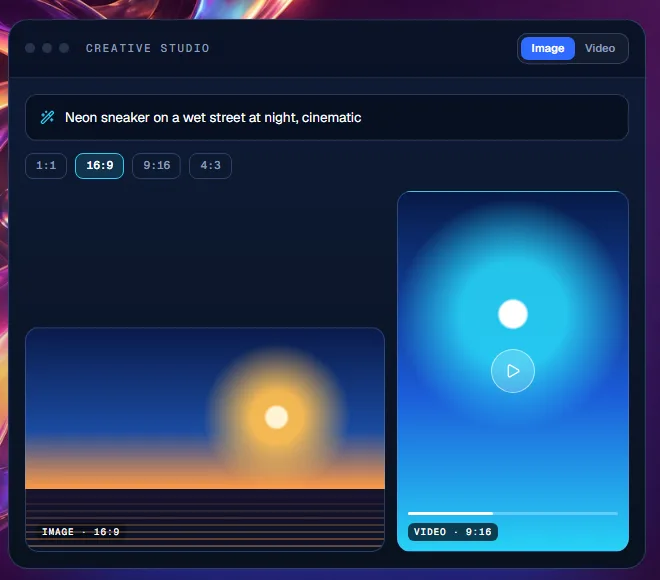 ArgonMAX AI OTO guide: the Creative Studio tool in the front end, which uses credits