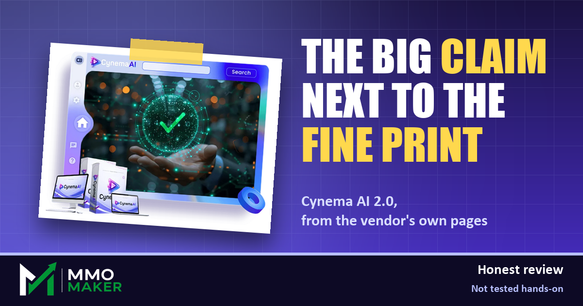 Header graphic: the big claim next to the fine print for Cynema AI 2.0, with the vendor how-it-works screenshot.