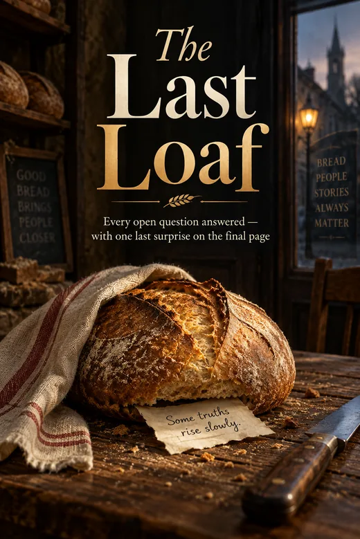 Sample book cover: The Last Loaf, Book 6 of a cozy mystery series made with BookSeries AI