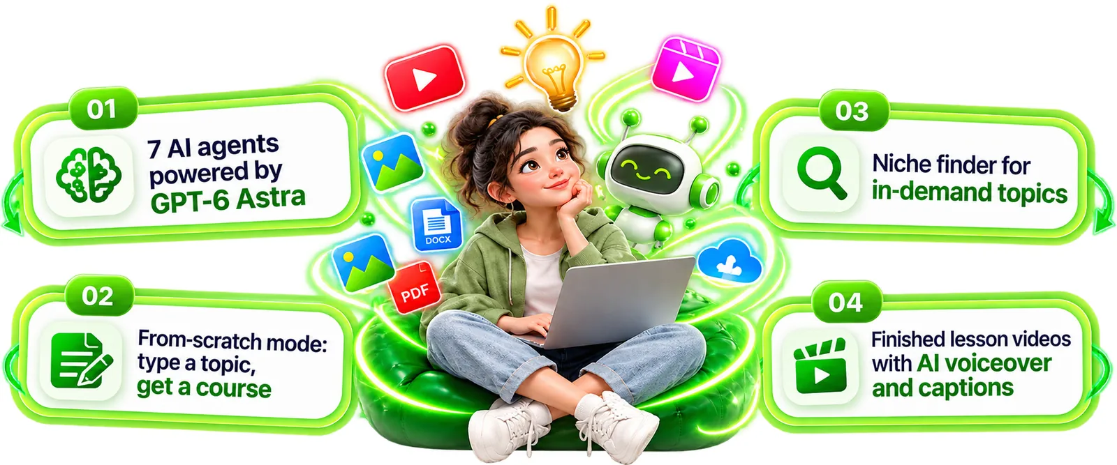 CreatorClaw AI review overview: 7 AI agents, from-scratch mode, niche finder and finished lesson videos