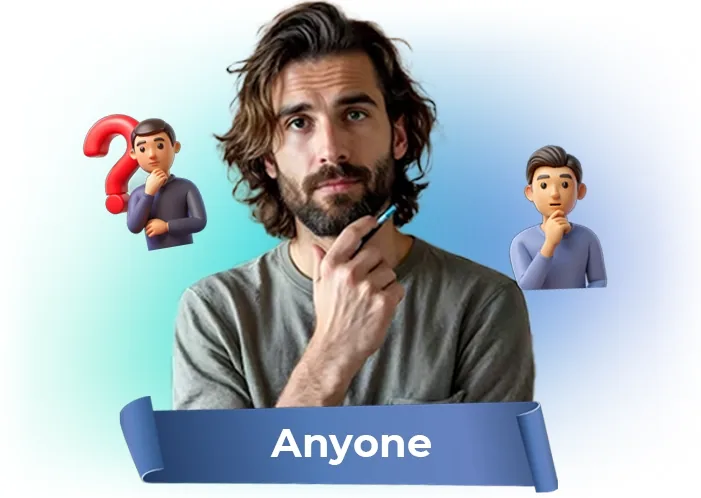 Anyone: illustration of a thoughtful person for CreatorClaw AI