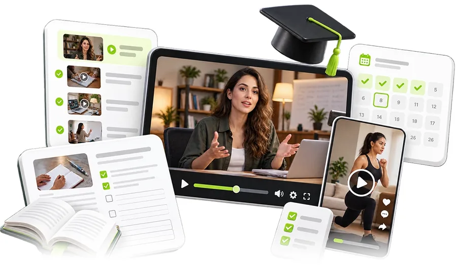 CreatorClaw AI video lessons, workbook and checklist for repurposing one course into many formats