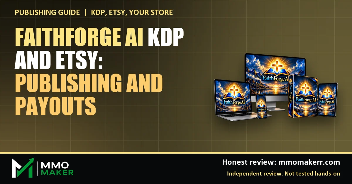 FaithForge AI KDP and Etsy publishing guide, featured image with the FaithForge AI product mockup