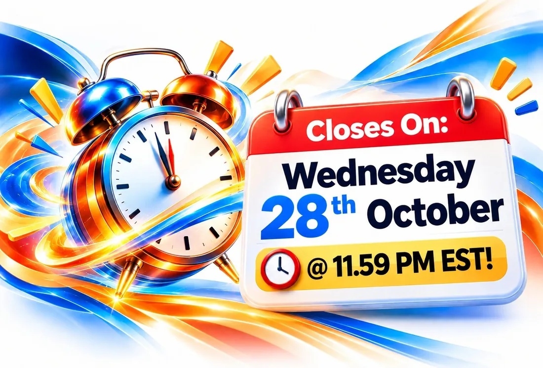 GeminAI 4.0 closing banner: closes Wednesday 28 October at 11:59 PM EST with an alarm clock