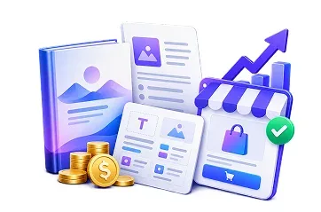 Ebook, template and digital product illustration for the ebook creation use of GeminiPrime AI