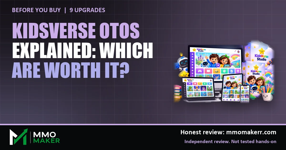 KidsVerse OTOs explained: all 9 upgrades and the downsell, featured image with the KidsVerse product mockup