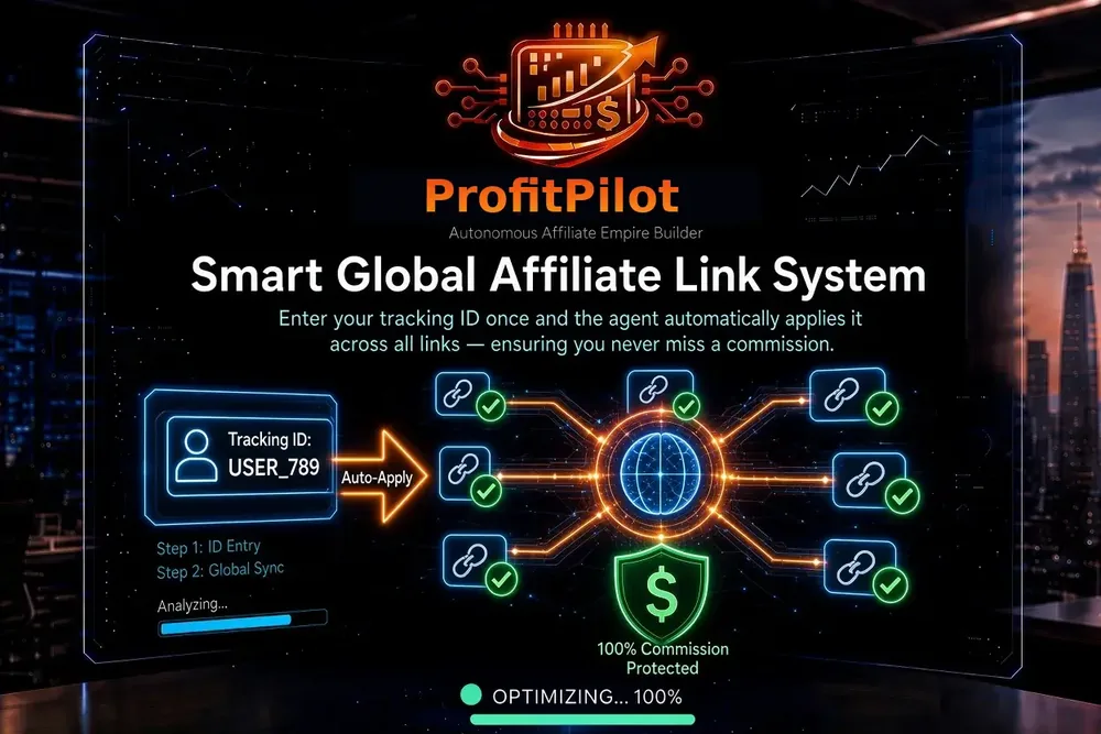 ProfitPilot tracking ID field applying one affiliate ID to many product links, the smart global affiliate link system