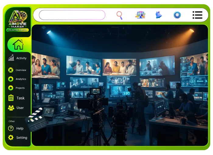 Vendor feature graphic for Cinematic Ad Maker in Unlimited Movie: movie-style ads with a spokesperson, UGC and product shots