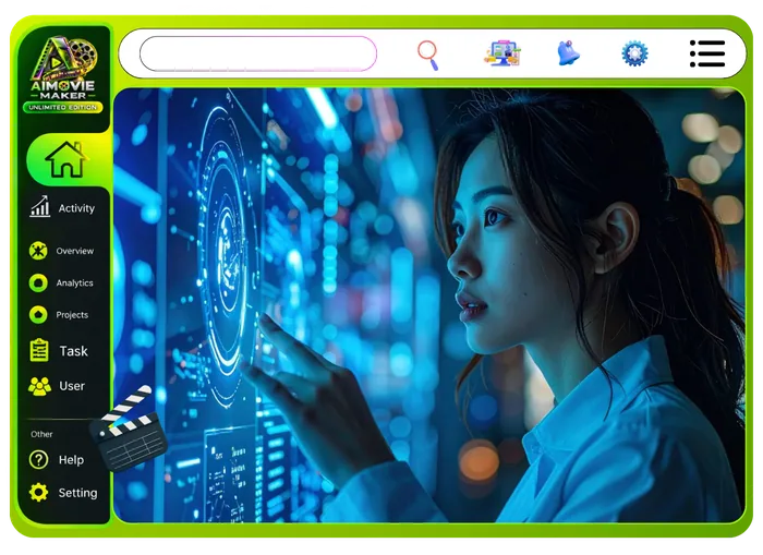 Vendor feature graphic for Unlimited Projects And Workspaces in Unlimited Movie: organise by client, channel or series from one dashboard