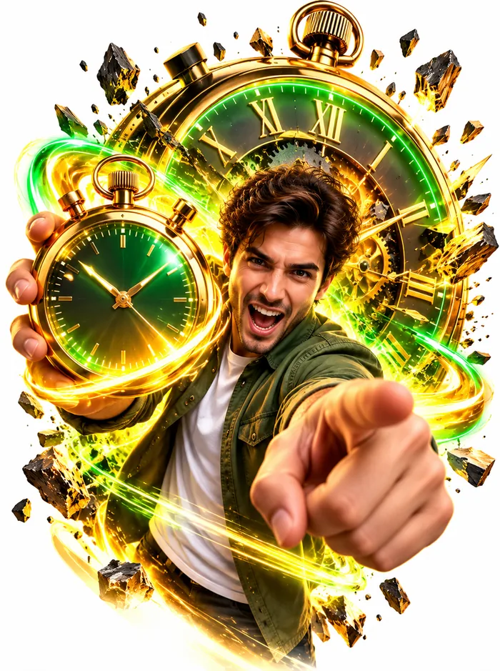 Is Unlimited Movie really unlimited: vendor launch graphic of a man pointing in front of a golden clock