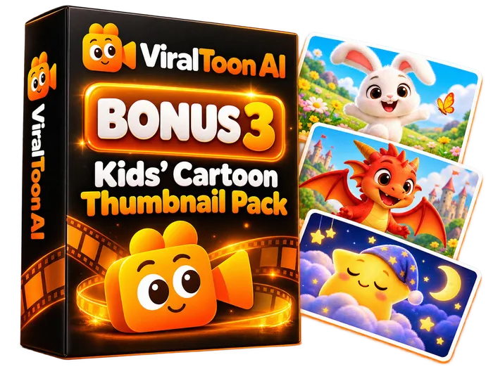 ViralToon AI Bonus 3 Kids Cartoon Thumbnail Pack product box