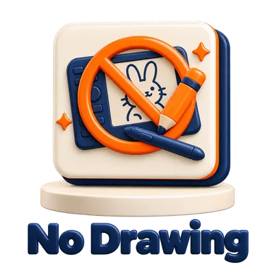 ViralToon AI No Drawing badge with a crossed-out drawing tablet