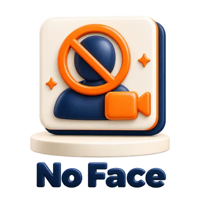 ViralToon AI No Face badge with a crossed-out camera avatar