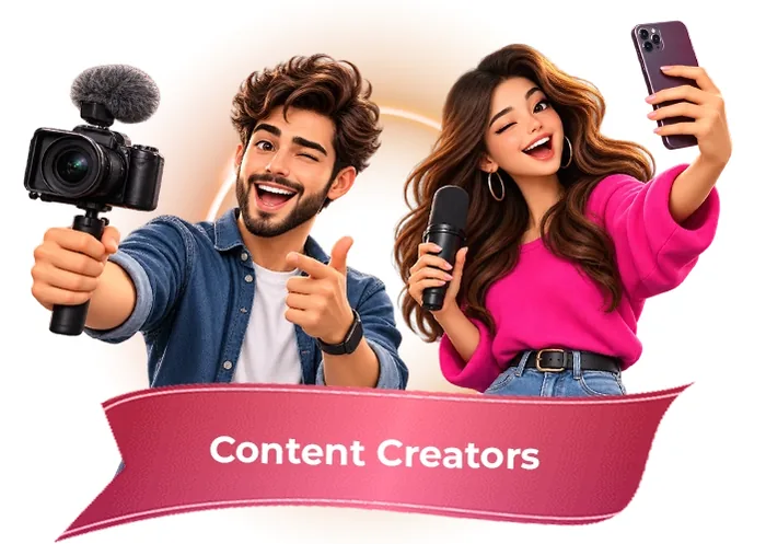 Content Creators: vendor illustration of the content creators persona for Whop Engine
