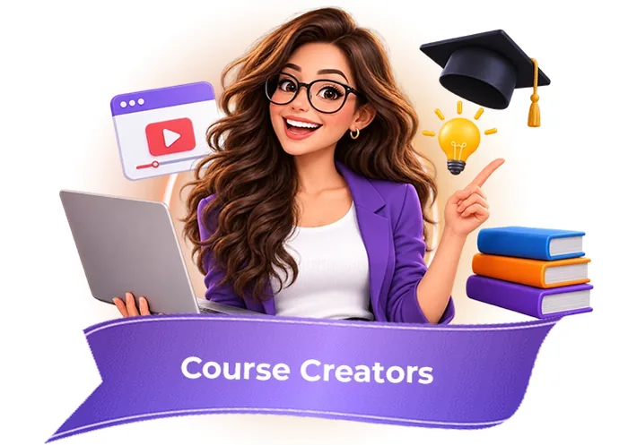 Course Creators: vendor illustration of the course creators persona for Whop Engine