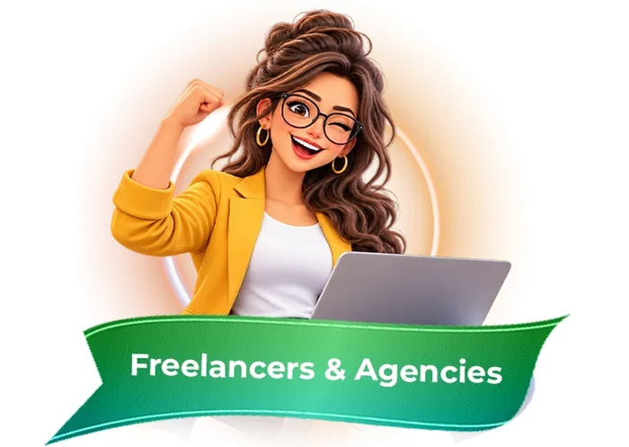 Freelancers and Agencies: vendor illustration of the freelancers and agencies persona for Whop Engine