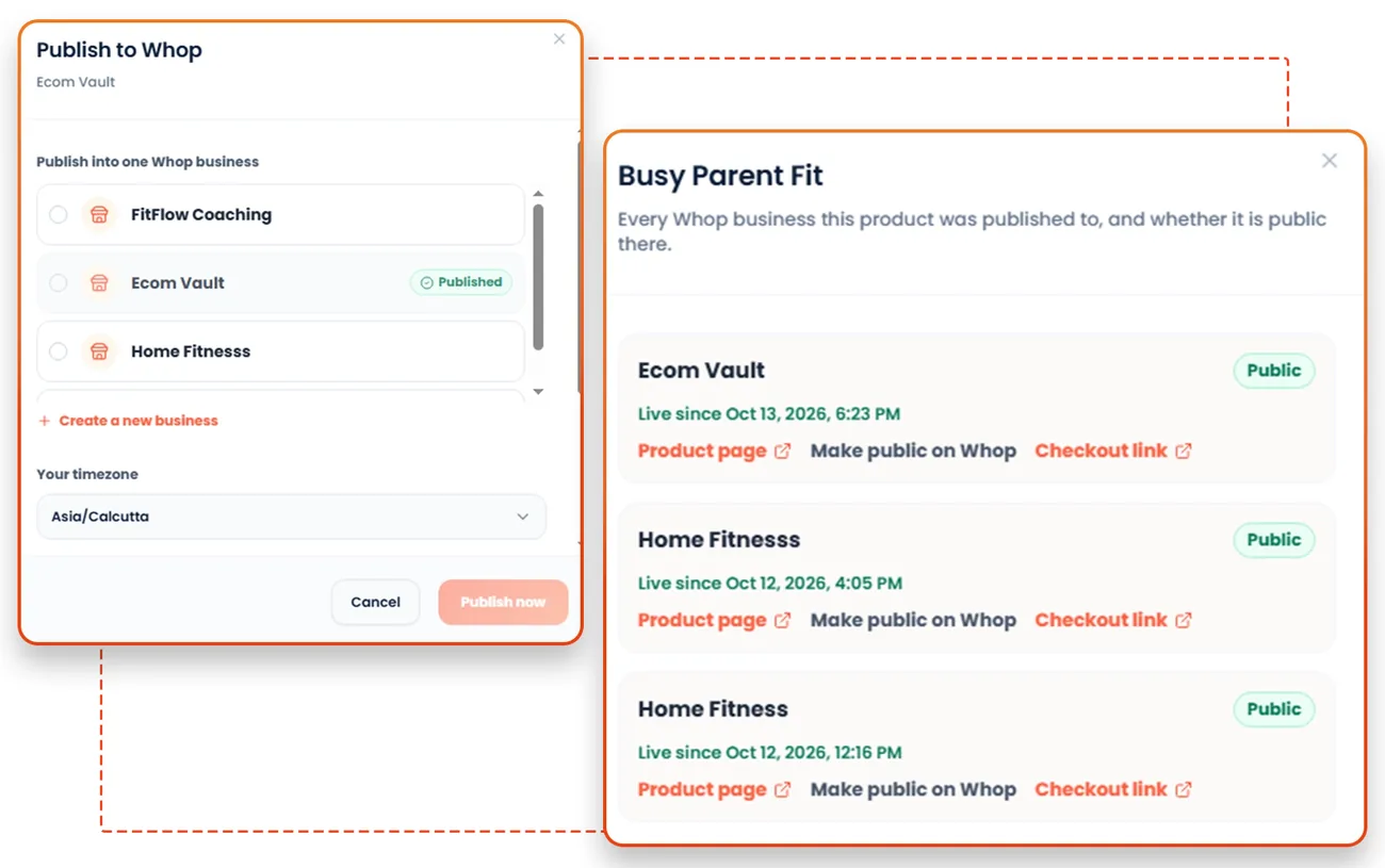 Whop Engine Discover Submit feature screen from the vendor sales page